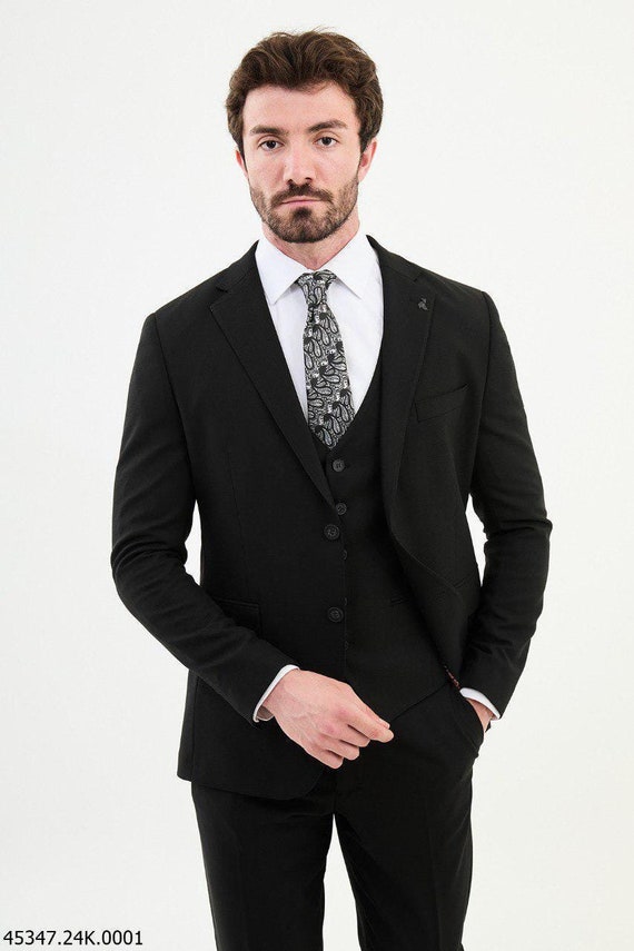 All Black Suit for Men - Formal Attire - 3 Piece Suit - Gent with Suits