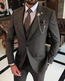 Textured Pecan Brown Tuxedo - 3 Piece 42r Matching Pant
