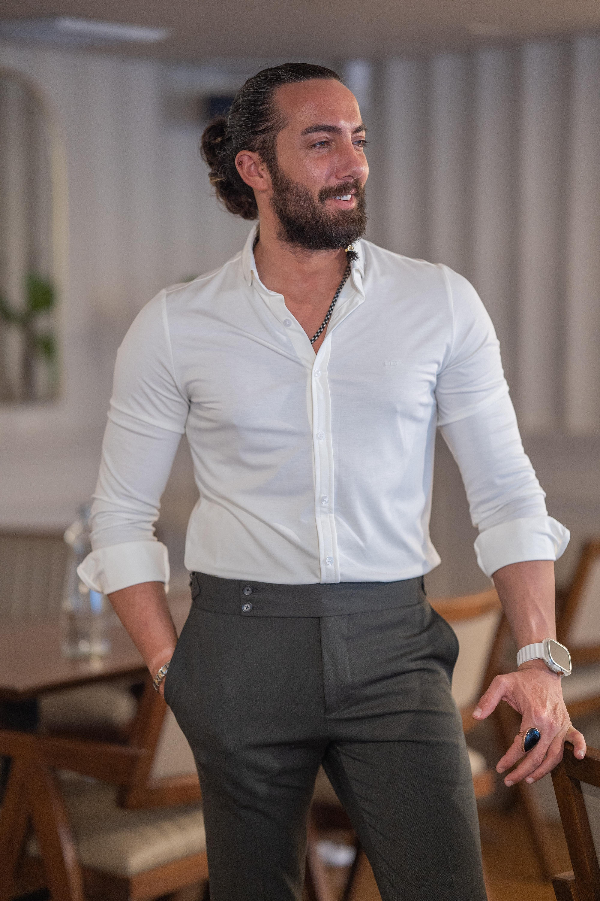 slim fit dress slacks The White Canon Performance Twill Custom Shirt main image 1