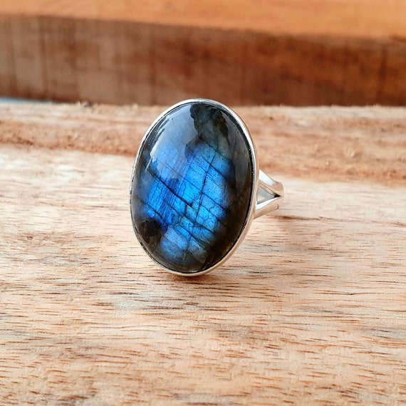 natural blue labradorite ring handmade Sterling silver ring all ring size available silver oval labradorite gemstone Labradorite ring