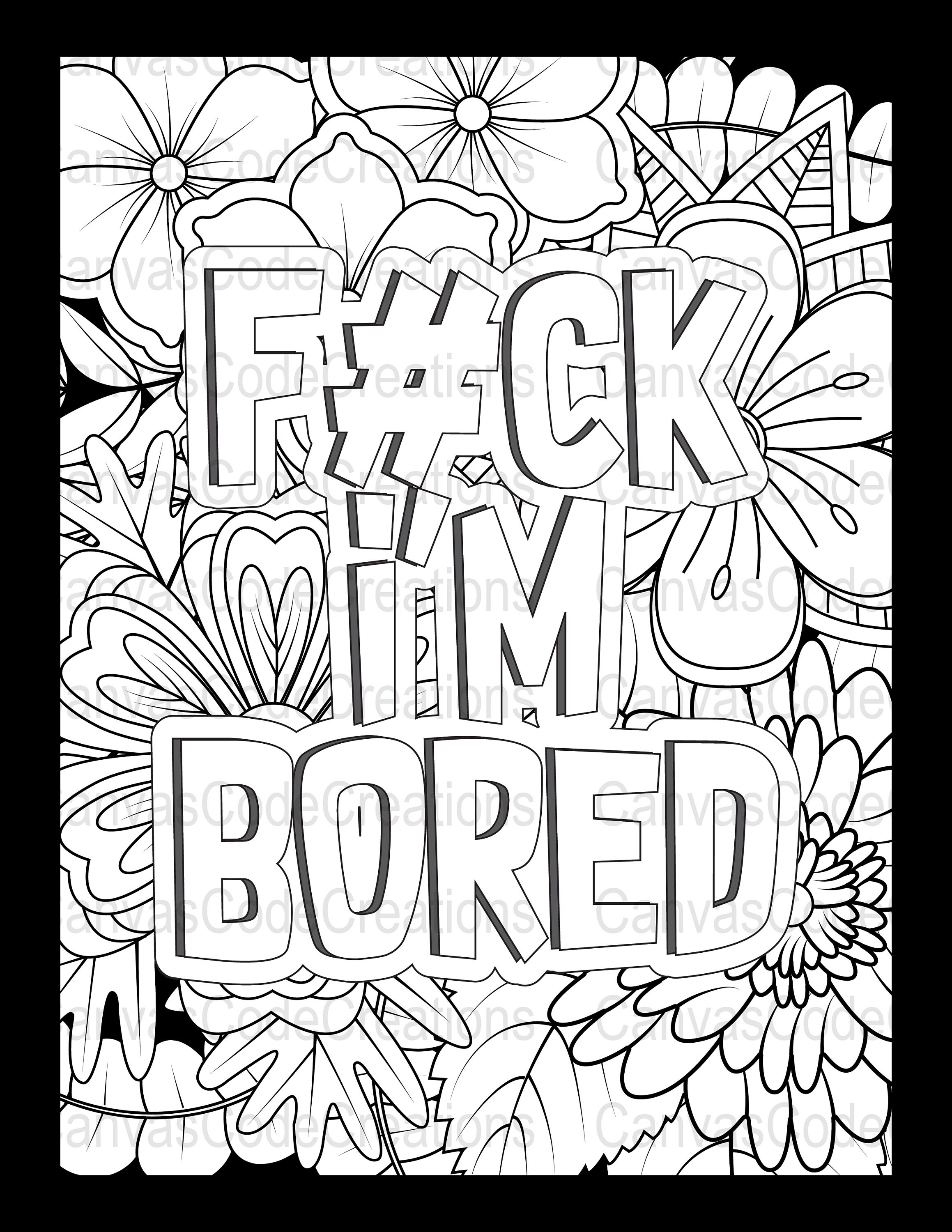 Printable Adult Humor Coloring Page, Swear Word Stress Relief, Instant ...