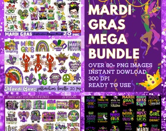 Mardi Gras Sublimation Designs Bundle: 80+ PNG Clipart (Digital Download)