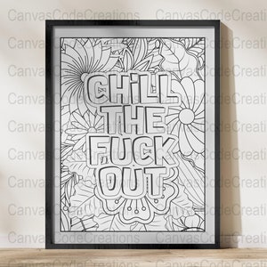 Chill Out Adult Coloring Page, Funny Stress Relief Digital Download ...