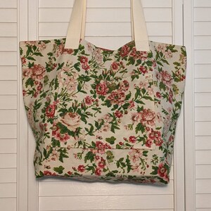 Pink Rose Handmade Tote Bag