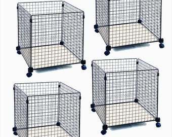 Rolling Wire Cube Storage Carts, 2 or 4 Pack, 14 or 16 Inch, DIY Assembly