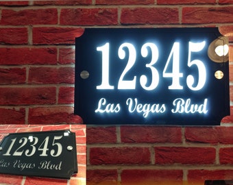 Custom LED House Number Sign, Illuminated Address Plaque