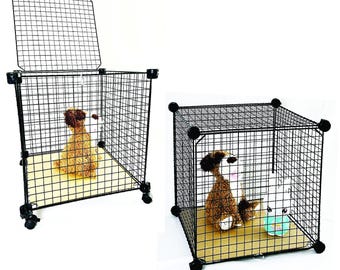 Rolling Wire Grid Storage Bins, 2 or 4 Pack, DIY Assembly, Optional Door