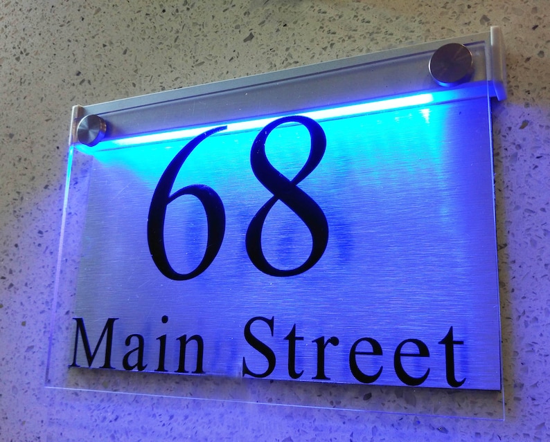 LED Modern House Numbers Address Plaque Acrylic and Brushed Etsy