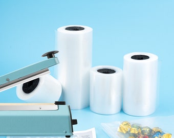 Rollos de tubo plano de PE en 4 anchos para embalaje de envío, proyectos agrícolas de bricolaje, fundas de aislamiento, manualidades, productos de higiene y fabricación de bolsas de polietileno.