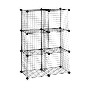 Wire Grid Shelf Cubes, 14&quot; x 14&quot; panels, Patented Design, Sturdy and Long Last, DIY Assemble Floor-Stand or Wall-Hang
