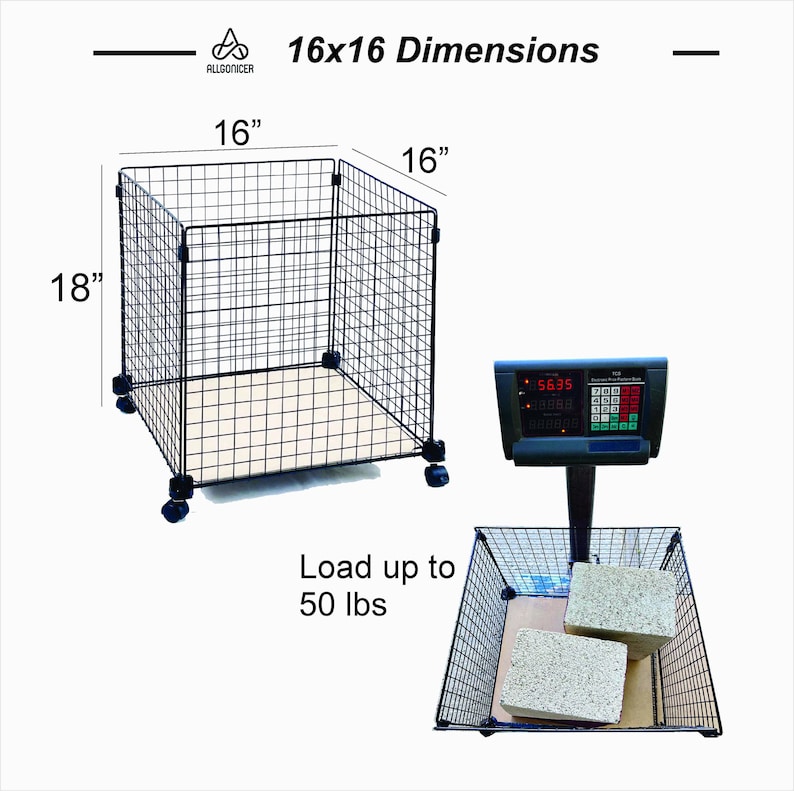Wire Cube Storage Organizer With Wheels, Utility Cart on Casters. 14 ...