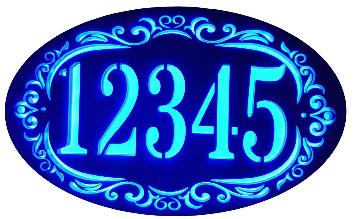 Custom House Address Plaque LED Illuminated Laser Engraved Etsy