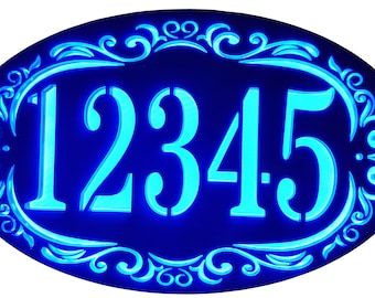 Custom LED House Number Sign, Illuminated Acrylic Address Plaque