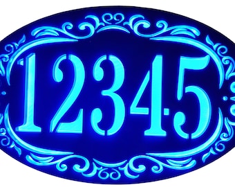 Custom House Address Plaque, LED Illuminated Laser Engraved Acrylic Sign, Slelect Shape, Light Color, and Font You Like.