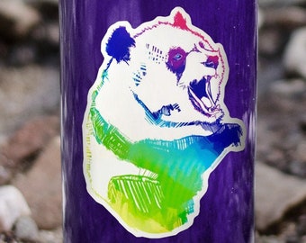 Panda Sticker with rainbow pastel grunge aesthetic. Waterproof vinyl decal for your car, laptop, water bottle or skateboard.