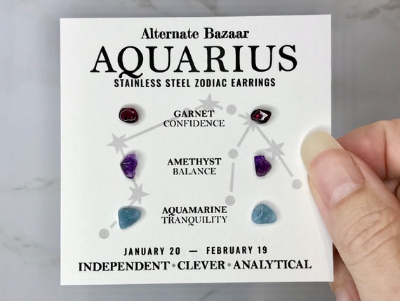 Aquarius Earrings With Raw Garnet Amethyst & - Etsy