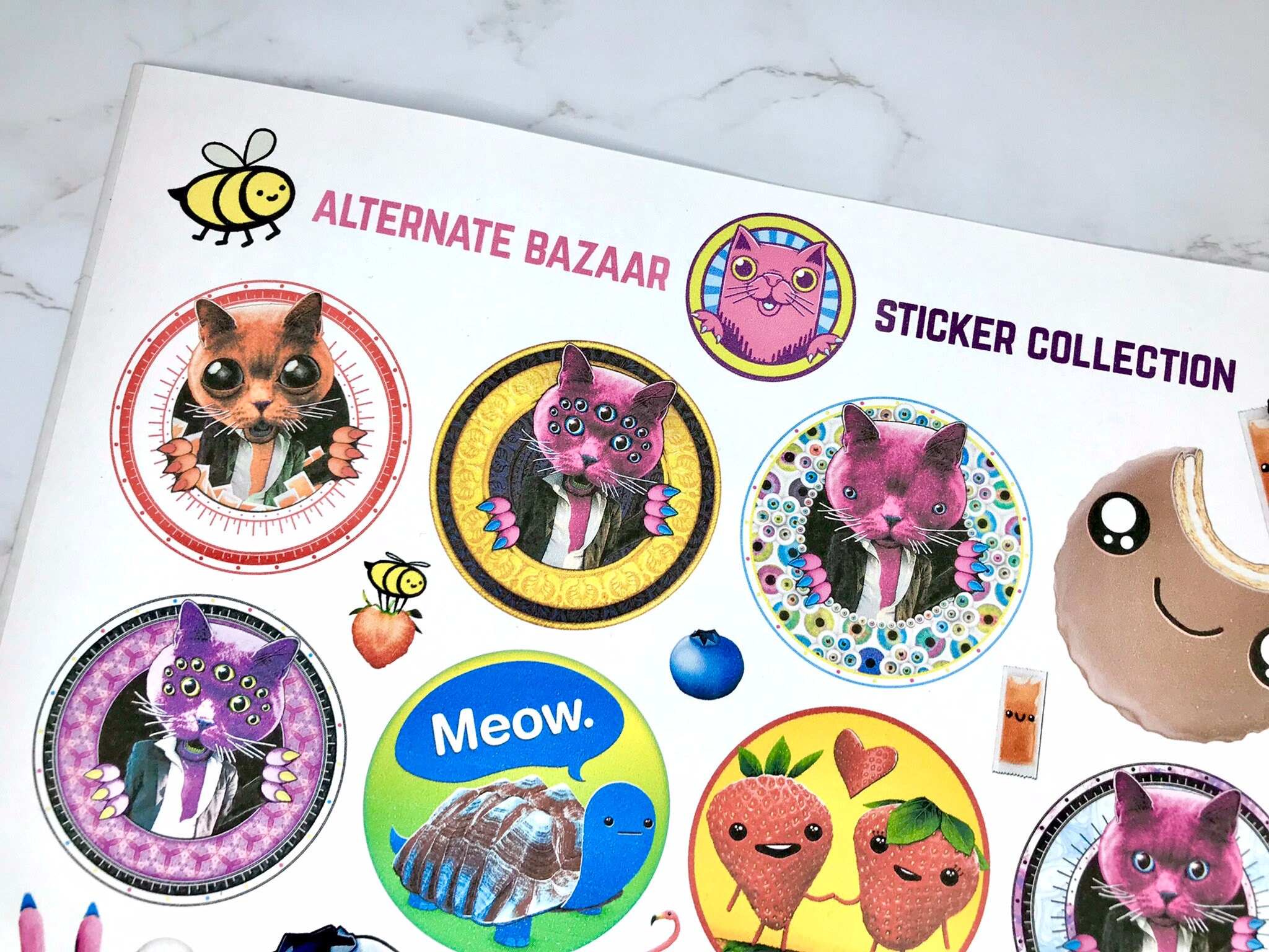 Printable Cartoon Sticker Sheet. Alternate Bazaar Art Lean Cat ...
