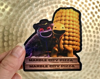 LIMITED EDITION Sticker Series: Sweet Baby Biscuit & Corn Turtle of Marble City Pizza. Waterproof Vinyl Decal for your laptop or car.