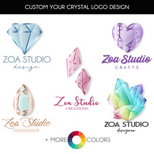 Custom your crystal diamond logo design. Gemstone heart shop logo. Jewelry boutique branding with a professional business logo template.