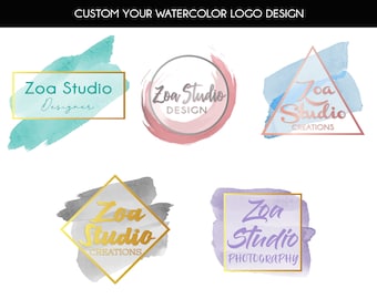 Custom your watercolour premade logo design. Romantic and elegant boutique logo.