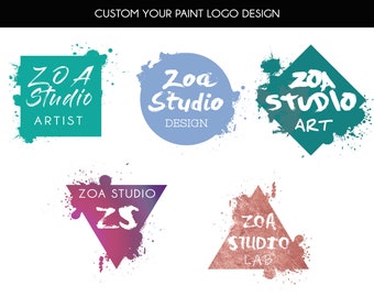 Custom your paint splatter premade logo design. Artistic business and modern boutique logo.