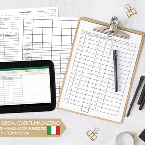 Business planner with customer form, inventory tracker, sales planner. PDF and Excel template
