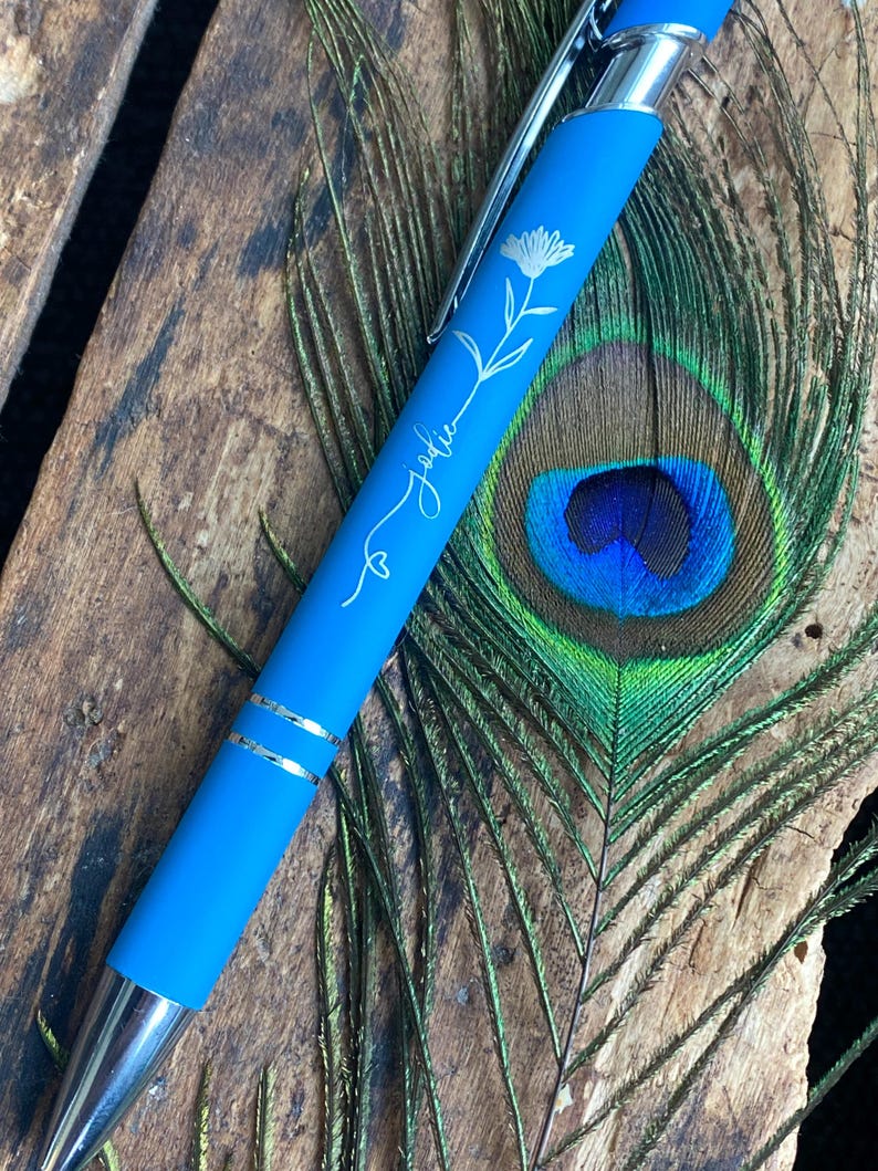 Birth Month Flower Engraved Pen: Personalized Office Gift - Etsy