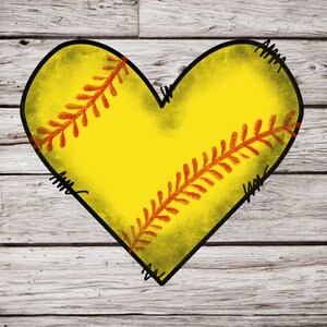 Softball Heart PNG: Clipart della squadra, design della maglietta (file digitale)