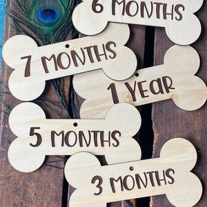 Puppy Milestone Cards, Puppy Milestone Photo Prop, New Puppy Gift, Bone Shaped Dog Tag, Puppy Growth Chart, Baby Dog Gift, Wooden Dog Bone
