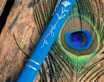 Birth Month Flower Engraved Pen: Personalized Office Gift