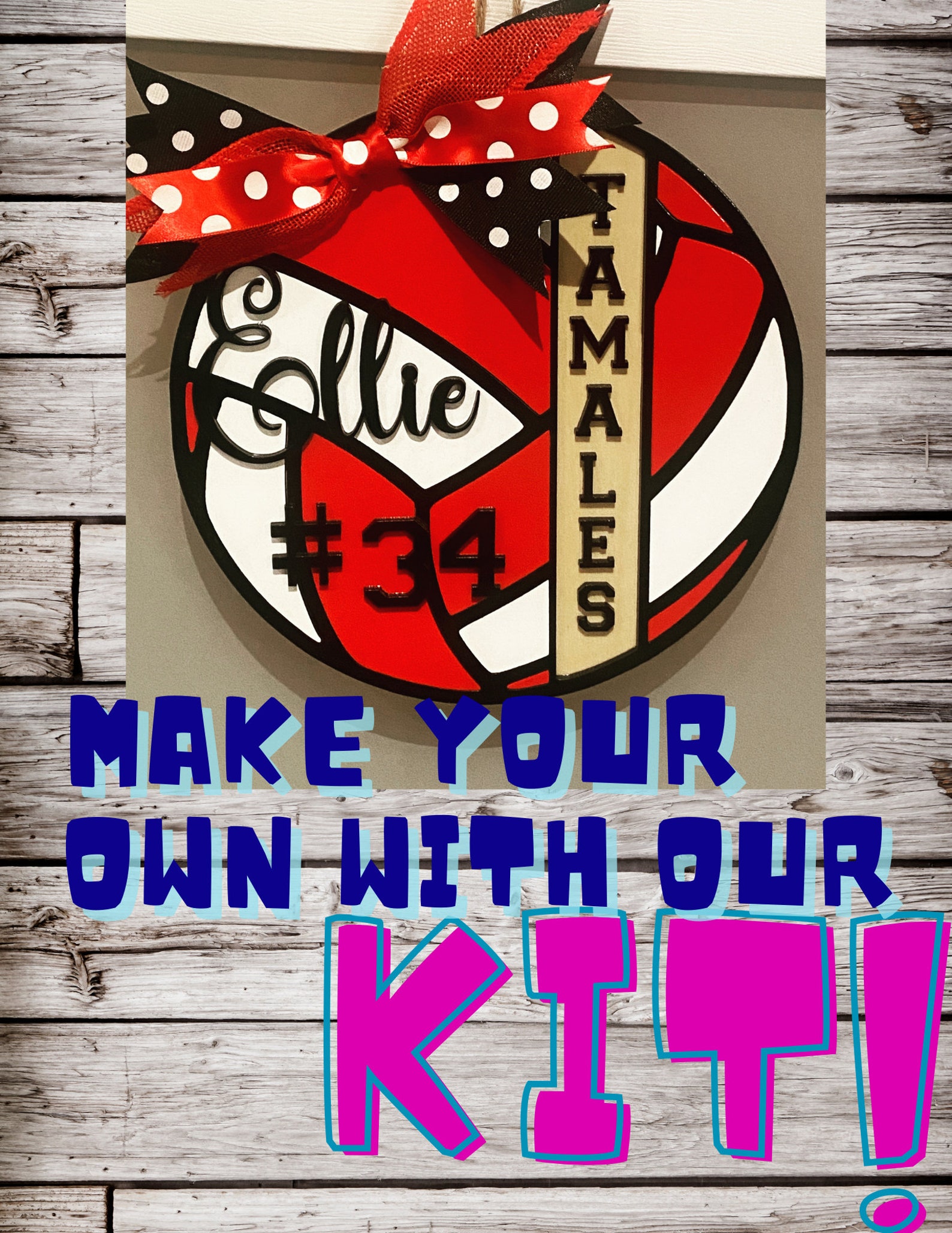 Volleyball Door Hanger Kit Volleyball Team Door Sign Kit Etsy