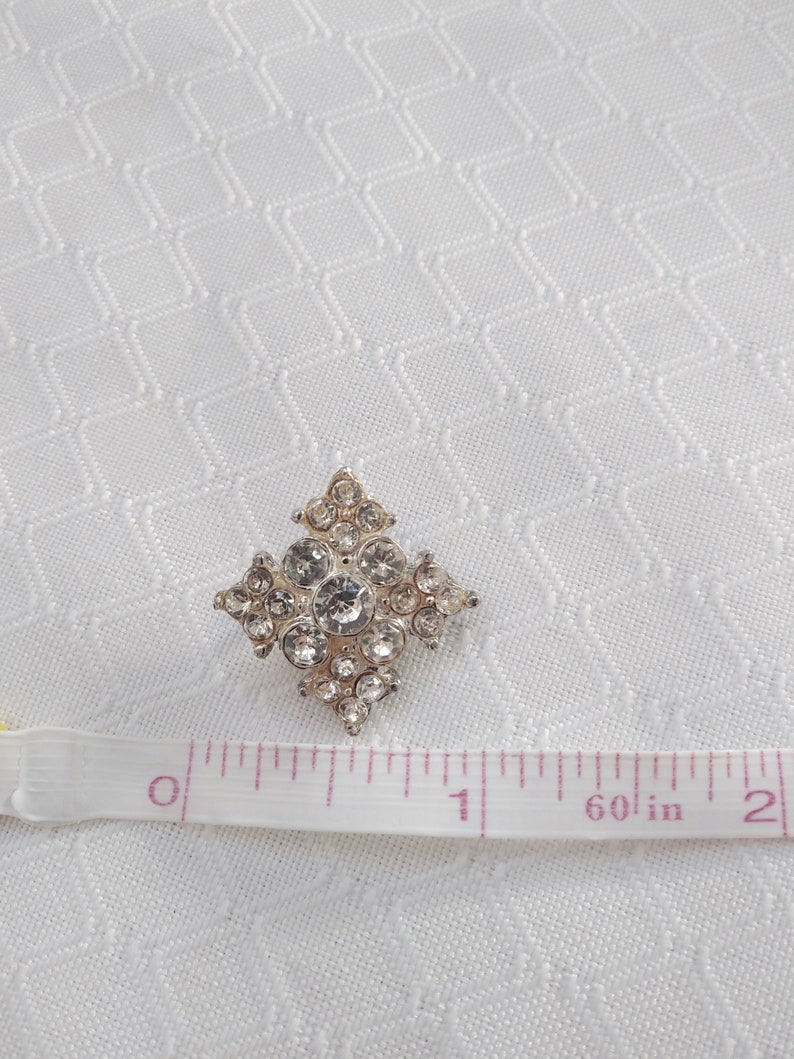 Vintage Jewelry White Rhinestone Pin Small Pin White Rhinestone Cross Pin Vintage Brooch White Rhinestone Button Pin Button Cross Pin