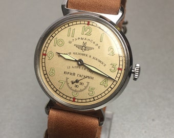 Vintage Uhr Sturmanskie Gagarin Pobeda, Mechanische Uhr, Seltene Uhr, Herrenuhr, Militär UdSSR Uhr, Uhren von Kosmonauten