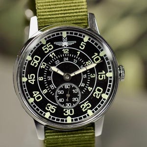 Mechanical Watch Pobeda Pilot /lumi dial/ Military Mens Watch, Numbers and arrows that glow in the dark. image 19