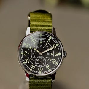 Mechanical Watch Pobeda Pilot /lumi dial/ Military Mens Watch, Numbers and arrows that glow in the dark. image 12