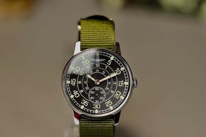 Mechanical Watch Pobeda Pilot /lumi dial/ Military Mens Watch, Numbers and arrows that glow in the dark. image 12