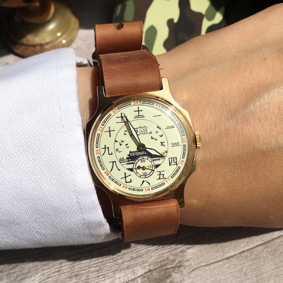Vintage Pobeda ZIM Mechanical Watch: Chinese Dial, USSR Mens Wristwatch