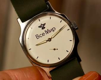 Minimalist Style WristwatchVseMyr Ukrainian Watch , Peace Victory Pobeda