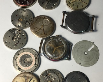 Vintage horloge-onderdelen - Steampunk-benodigdheden - wijzerplaten, uurwerken, kasten - voor knutselen, sieraden maken en reparatie