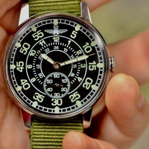 Mechanical Watch Pobeda Pilot /lumi dial/ Military Mens Watch, Numbers and arrows that glow in the dark. image 18