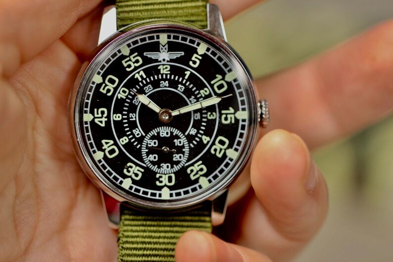 Mechanical Watch Pobeda Pilot /lumi dial/ Military Mens Watch, Numbers and arrows that glow in the dark. image 18