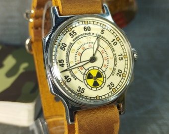 Vintage Pobeda Radiation Troops Watch, Soviet Mechanical Mens Watch