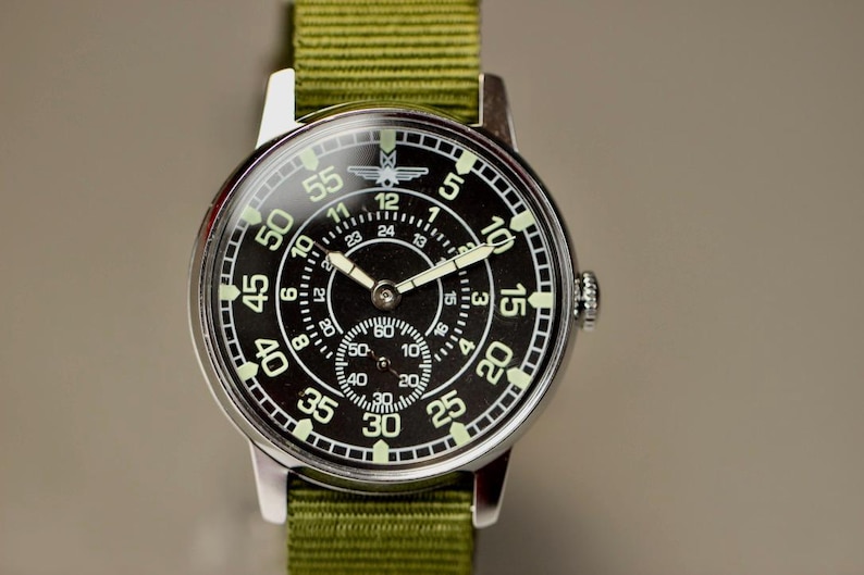 Mechanical Watch Pobeda Pilot /lumi dial/ Military Mens Watch, Numbers and arrows that glow in the dark. image 17