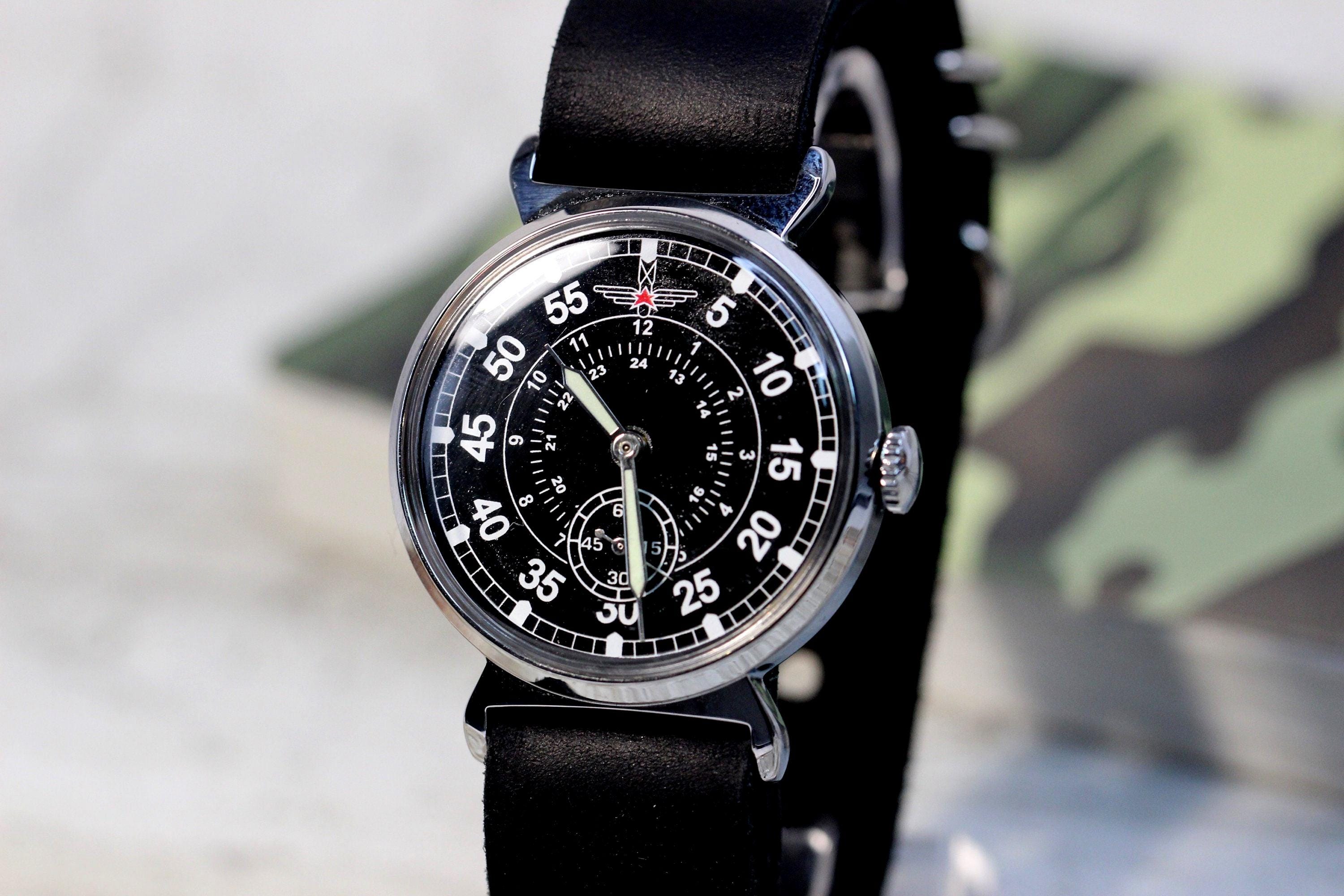 Pobeda ポベダ パイロット ミリタリー ヴィンテージウォッチ ヴィンテージ腕時計 パイロット ポベダ ブラック ラコスタイル