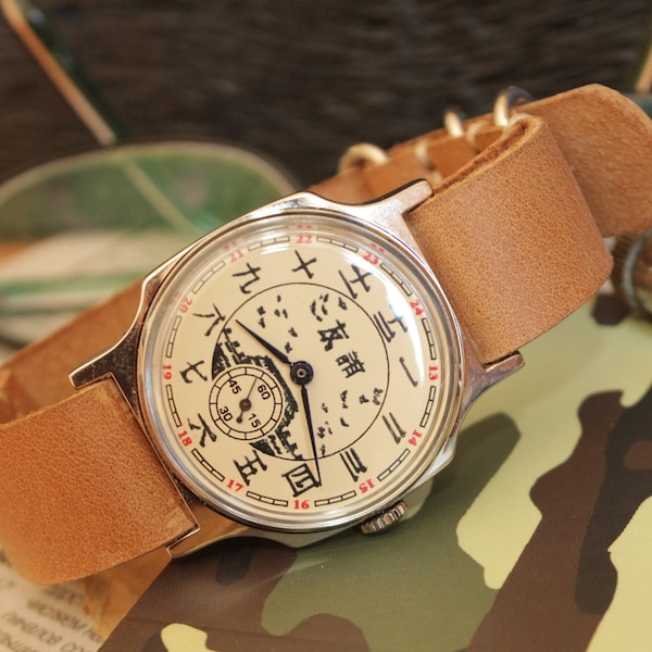 Russische Armbanduhr, Armbanduhr Pobeda ZIM chinesisches Zifferblatt, Vintage Herrenuhr, UdSSR Uhr, Mechanische Uhr