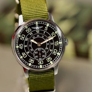 Mechanical Watch Pobeda Pilot /lumi dial/ Military Mens Watch, Numbers and arrows that glow in the dark. image 11