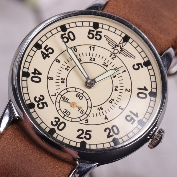 Soviet watch Pobeda Pilot  Laco Ukraine watch Mechanical Watch Military Mens Watch, Vintage watch gift for Dad