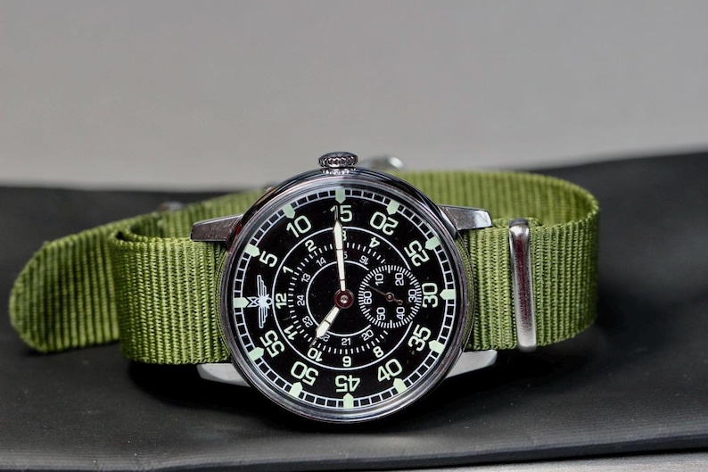 Mechanical Watch Pobeda Pilot /lumi dial/ Military Mens Watch, Numbers and arrows that glow in the dark. image 14