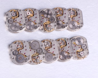 Slava Watch Movements: Steampunk Jewelry Components, 16mm Rectangular, 10 pcs