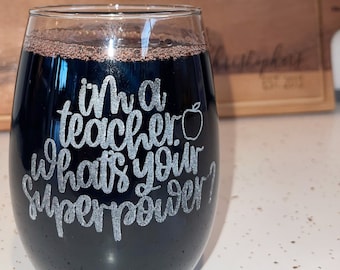 Bicchiere di vino di apprezzamento dell'insegnante / Regalo dell'insegnante